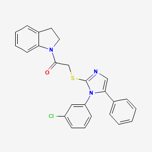 molecular formula C25H20ClN3OS B2919680 2-((1-(3-chlorophenyl)-5-phenyl-1H-imidazol-2-yl)thio)-1-(indolin-1-yl)ethanone CAS No. 1207058-05-6
