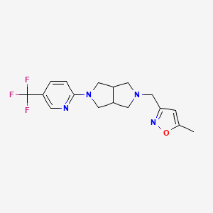 molecular formula C17H19F3N4O B2919694 5-Methyl-3-[[5-[5-(trifluoromethyl)pyridin-2-yl]-1,3,3a,4,6,6a-hexahydropyrrolo[3,4-c]pyrrol-2-yl]methyl]-1,2-oxazole CAS No. 2380070-28-8
