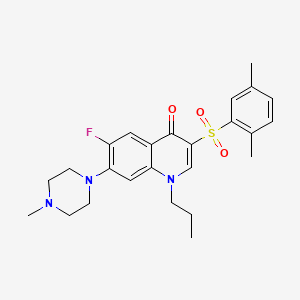 molecular formula C25H30FN3O3S B2919699 3-((2,5-二甲苯基)磺酰基)-6-氟-7-(4-甲基哌嗪-1-基)-1-丙基喹啉-4(1H)-酮 CAS No. 892781-75-8