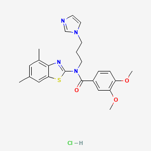 molecular formula C24H27ClN4O3S B2919702 N-(3-(1H-咪唑-1-基)丙基)-N-(4,6-二甲基苯并[d]噻唑-2-基)-3,4-二甲氧基苯甲酰胺盐酸盐 CAS No. 1215733-23-5