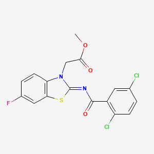 Methyl 2-[2-(2,5-dichlorobenzoyl)imino-6-fluoro-1,3-benzothiazol-3-yl]acetate