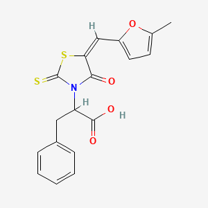 (E)-2-(5-((5-methylfuran-2-yl)methylene)-4-oxo-2-thioxothiazolidin-3-yl)-3-phenylpropanoic acid