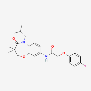 molecular formula C23H27FN2O4 B2919717 2-(4-fluorophenoxy)-N-(5-isobutyl-3,3-dimethyl-4-oxo-2,3,4,5-tetrahydrobenzo[b][1,4]oxazepin-8-yl)acetamide CAS No. 921810-42-6