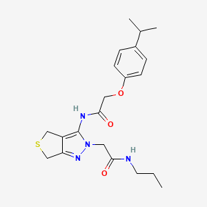 molecular formula C21H28N4O3S B2919732 2-(4-isopropylphenoxy)-N-(2-(2-oxo-2-(propylamino)ethyl)-4,6-dihydro-2H-thieno[3,4-c]pyrazol-3-yl)acetamide CAS No. 1105246-41-0