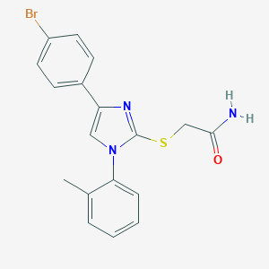 molecular formula C18H16BrN3OS B291974 2-{[4-(4-bromophenyl)-1-(2-methylphenyl)-1H-imidazol-2-yl]sulfanyl}acetamide 