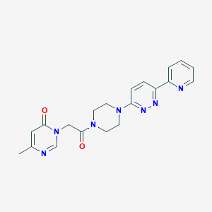 molecular formula C20H21N7O2 B2919748 6-methyl-3-(2-oxo-2-(4-(6-(pyridin-2-yl)pyridazin-3-yl)piperazin-1-yl)ethyl)pyrimidin-4(3H)-one CAS No. 1257552-47-8