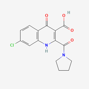 molecular formula C15H13ClN2O4 B2919751 7-chloro-4-oxo-2-(pyrrolidine-1-carbonyl)-1H-quinoline-3-carboxylic acid CAS No. 179543-91-0