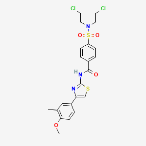 molecular formula C22H23Cl2N3O4S2 B2919782 4-[bis(2-chloroethyl)sulfamoyl]-N-[4-(4-methoxy-3-methylphenyl)-1,3-thiazol-2-yl]benzamide CAS No. 330676-56-7