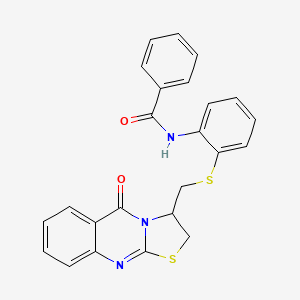 N-(2-{[(5-oxo-2,3-dihydro-5H-[1,3]thiazolo[2,3-b]quinazolin-3-yl)methyl]sulfanyl}phenyl)benzenecarboxamide
