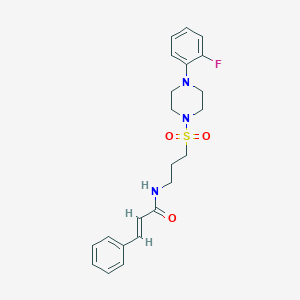 molecular formula C22H26FN3O3S B2919791 N-(3-((4-(2-fluorophenyl)piperazin-1-yl)sulfonyl)propyl)cinnamamide CAS No. 1021058-61-6