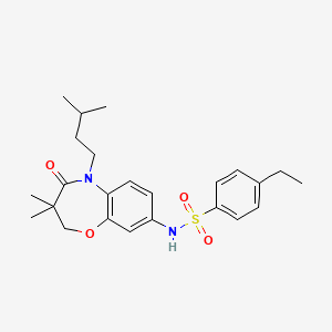 molecular formula C24H32N2O4S B2919795 4-乙基-N-(5-异戊基-3,3-二甲基-4-氧代-2,3,4,5-四氢苯并[b][1,4]恶嗪-8-基)苯磺酰胺 CAS No. 922075-57-8