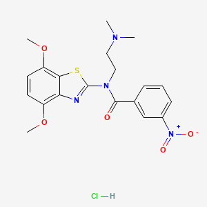 molecular formula C20H23ClN4O5S B2919805 N-(4,7-dimethoxybenzo[d]thiazol-2-yl)-N-(2-(dimethylamino)ethyl)-3-nitrobenzamide hydrochloride CAS No. 1215612-70-6