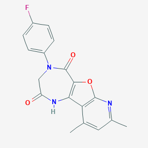 molecular formula C18H14FN3O3 B291981 4-(4-fluorophenyl)-8,10-dimethyl-3,4-dihydro-1H-pyrido[3',2':4,5]furo[3,2-e][1,4]diazepine-2,5-dione 