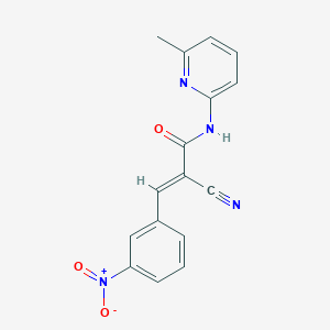 molecular formula C16H12N4O3 B2919810 (E)-2-cyano-N-(6-methylpyridin-2-yl)-3-(3-nitrophenyl)acrylamide CAS No. 496021-26-2