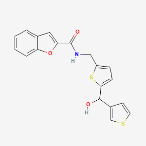 molecular formula C19H15NO3S2 B2919811 N-((5-(hydroxy(thiophen-3-yl)methyl)thiophen-2-yl)methyl)benzofuran-2-carboxamide CAS No. 1797620-58-6