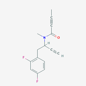 molecular formula C15H13F2NO B2919818 N-[1-(2,4-Difluorophenyl)but-3-yn-2-yl]-N-methylbut-2-ynamide CAS No. 2411308-22-8