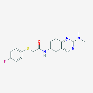 molecular formula C18H21FN4OS B2919831 N-[2-(二甲氨基)-5,6,7,8-四氢喹唑啉-6-基]-2-[(4-氟苯基)硫烷基]乙酰胺 CAS No. 2097867-93-9