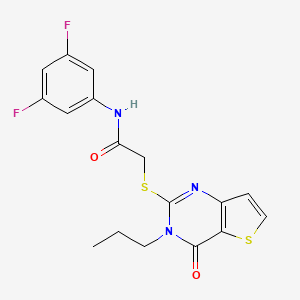 molecular formula C17H15F2N3O2S2 B2919833 N-(3,5-二氟苯基)-2-[(4-氧代-3-丙基-3,4-二氢噻吩[3,2-d]嘧啶-2-基)硫烷基]乙酰胺 CAS No. 1252847-89-4