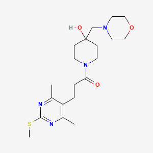 molecular formula C20H32N4O3S B2919841 3-[4,6-Dimethyl-2-(methylsulfanyl)pyrimidin-5-yl]-1-{4-hydroxy-4-[(morpholin-4-yl)methyl]piperidin-1-yl}propan-1-one CAS No. 1797699-86-5