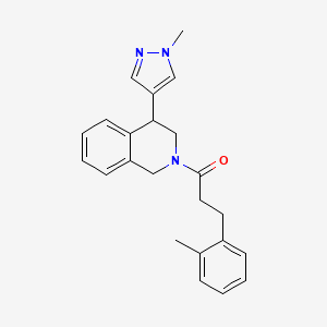 molecular formula C23H25N3O B2919844 1-(4-(1-methyl-1H-pyrazol-4-yl)-3,4-dihydroisoquinolin-2(1H)-yl)-3-(o-tolyl)propan-1-one CAS No. 2320684-14-6