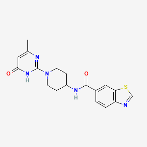 molecular formula C18H19N5O2S B2919849 N-(1-(4-甲基-6-氧代-1,6-二氢嘧啶-2-基)哌啶-4-基)苯并[d]噻唑-6-甲酰胺 CAS No. 1903519-69-6