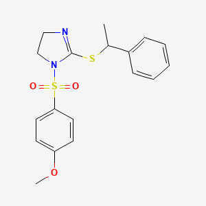 molecular formula C18H20N2O3S2 B2919852 1-(4-Methoxyphenyl)sulfonyl-2-(1-phenylethylsulfanyl)-4,5-dihydroimidazole CAS No. 868216-99-3