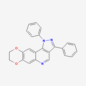 molecular formula C24H17N3O2 B2919853 1,3-二苯基-8,9-二氢-1H-[1,4]二氧杂环[2,3-g]吡唑并[4,3-c]喹啉 CAS No. 932280-57-4