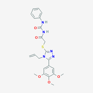 molecular formula C23H25N5O5S B291986 N-({[4-allyl-5-(3,4,5-trimethoxyphenyl)-4H-1,2,4-triazol-3-yl]sulfanyl}acetyl)-N'-phenylurea 