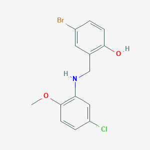 molecular formula C14H13BrClNO2 B2919866 4-Bromo-2-{[(5-chloro-2-methoxyphenyl)amino]methyl}phenol CAS No. 1232801-92-1
