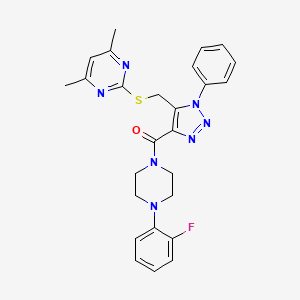 (5-(((4,6-dimethylpyrimidin-2-yl)thio)methyl)-1-phenyl-1H-1,2,3-triazol-4-yl)(4-(2-fluorophenyl)piperazin-1-yl)methanone
