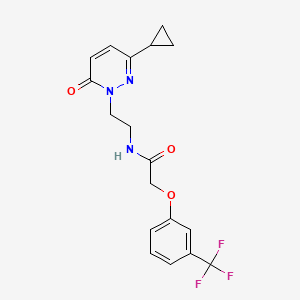 molecular formula C18H18F3N3O3 B2919876 N-(2-(3-cyclopropyl-6-oxopyridazin-1(6H)-yl)ethyl)-2-(3-(trifluoromethyl)phenoxy)acetamide CAS No. 2034430-51-6