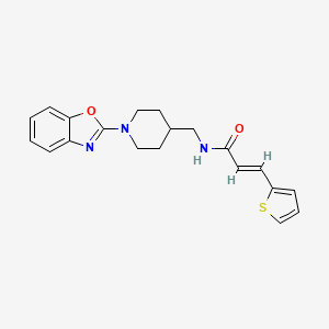 molecular formula C20H21N3O2S B2919878 (E)-N-((1-(苯并[d]恶唑-2-基)哌啶-4-基)甲基)-3-(噻吩-2-基)丙烯酰胺 CAS No. 1798400-88-0