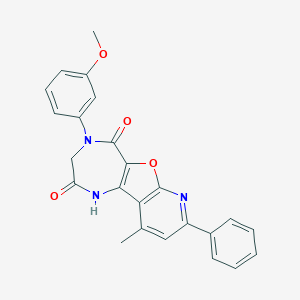 molecular formula C24H19N3O4 B291989 4-(3-methoxyphenyl)-10-methyl-8-phenyl-3,4-dihydro-1H-pyrido[3',2':4,5]furo[3,2-e][1,4]diazepine-2,5-dione 