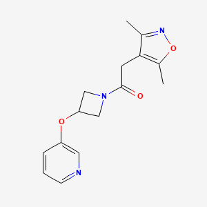molecular formula C15H17N3O3 B2919890 2-(3,5-Dimethylisoxazol-4-yl)-1-(3-(pyridin-3-yloxy)azetidin-1-yl)ethanone CAS No. 1904305-20-9