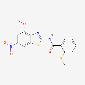 molecular formula C16H13N3O4S2 B2919894 N-(4-甲氧基-6-硝基苯并[d]噻唑-2-基)-2-(甲硫基)苯甲酰胺 CAS No. 896343-76-3
