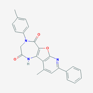 molecular formula C24H19N3O3 B291991 10-methyl-4-(4-methylphenyl)-8-phenyl-3,4-dihydro-1H-pyrido[3',2':4,5]furo[3,2-e][1,4]diazepine-2,5-dione 