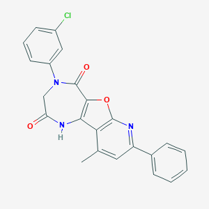 molecular formula C23H16ClN3O3 B291992 4-(3-chlorophenyl)-10-methyl-8-phenyl-3,4-dihydro-1H-pyrido[3',2':4,5]furo[3,2-e][1,4]diazepine-2,5-dione 