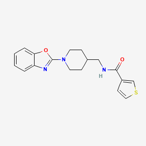 molecular formula C18H19N3O2S B2919925 N-((1-(苯并[d]恶唑-2-基)哌啶-4-基)甲基)噻吩-3-甲酰胺 CAS No. 1796969-40-8