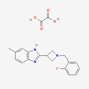 molecular formula C20H20FN3O4 B2919927 2-(1-(2-氟苄基)氮杂环丁-3-基)-5-甲基-1H-苯并[d]咪唑草酸盐 CAS No. 1421506-18-4