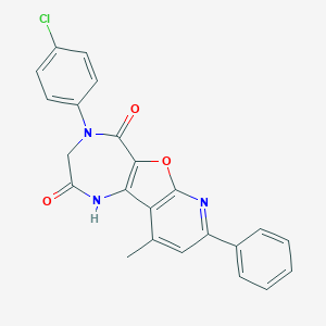 molecular formula C23H16ClN3O3 B291993 4-(4-chlorophenyl)-10-methyl-8-phenyl-3,4-dihydro-1H-pyrido[3',2':4,5]furo[3,2-e][1,4]diazepine-2,5-dione 
