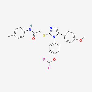 molecular formula C26H23F2N3O3S B2919936 2-((1-(4-(difluoromethoxy)phenyl)-5-(4-methoxyphenyl)-1H-imidazol-2-yl)thio)-N-(p-tolyl)acetamide CAS No. 1226453-26-4