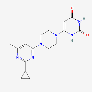 molecular formula C16H20N6O2 B2919937 6-(4-(2-环丙基-6-甲基嘧啶-4-基)哌嗪-1-基)嘧啶-2,4(1H,3H)-二酮 CAS No. 2320225-54-3