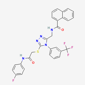 N-[[5-[2-(4-fluoroanilino)-2-oxoethyl]sulfanyl-4-[3-(trifluoromethyl)phenyl]-1,2,4-triazol-3-yl]methyl]naphthalene-1-carboxamide