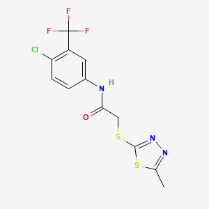 molecular formula C12H9ClF3N3OS2 B2919941 N-[4-氯-3-(三氟甲基)苯基]-2-[(5-甲基-1,3,4-噻二唑-2-基)硫代]乙酰胺 CAS No. 306731-90-8