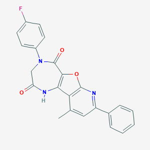 molecular formula C23H16FN3O3 B291995 4-(4-fluorophenyl)-10-methyl-8-phenyl-3,4-dihydro-1H-pyrido[3',2':4,5]furo[3,2-e][1,4]diazepine-2,5-dione 