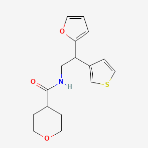 molecular formula C16H19NO3S B2919950 N-[2-(furan-2-yl)-2-(thiophen-3-yl)ethyl]oxane-4-carboxamide CAS No. 2097926-59-3