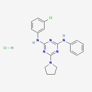 N2-(3-chlorophenyl)-N4-phenyl-6-(pyrrolidin-1-yl)-1,3,5-triazine-2,4-diamine hydrochloride