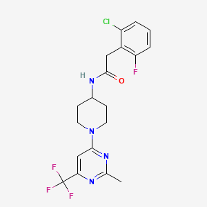 molecular formula C19H19ClF4N4O B2919957 2-(2-chloro-6-fluorophenyl)-N-(1-(2-methyl-6-(trifluoromethyl)pyrimidin-4-yl)piperidin-4-yl)acetamide CAS No. 2034349-47-6