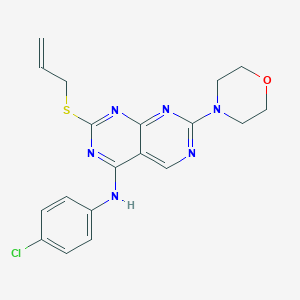 molecular formula C19H19ClN6OS B291996 N-[2-(allylsulfanyl)-7-(4-morpholinyl)pyrimido[4,5-d]pyrimidin-4-yl]-N-(4-chlorophenyl)amine 