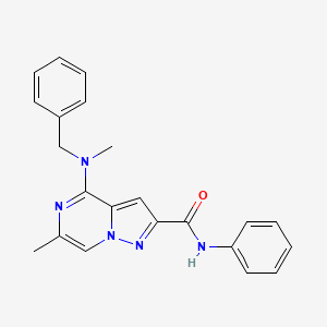 molecular formula C22H21N5O B2919961 4-[benzyl(methyl)amino]-6-methyl-N-phenylpyrazolo[1,5-a]pyrazine-2-carboxamide CAS No. 1775364-93-6